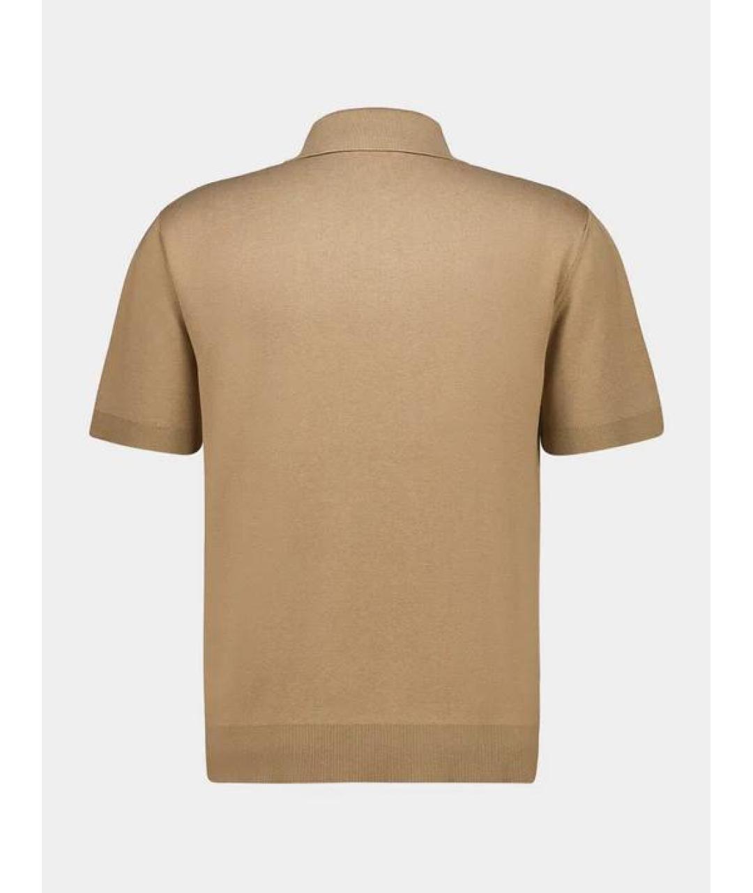 GUCCI Бежевое хлопковое поло с коротким рукавом, фото 2