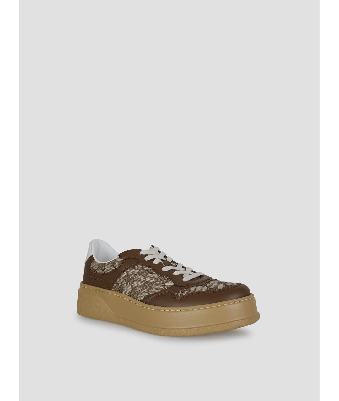 GUCCI Коричневые кожаные кроссовки, фото 2