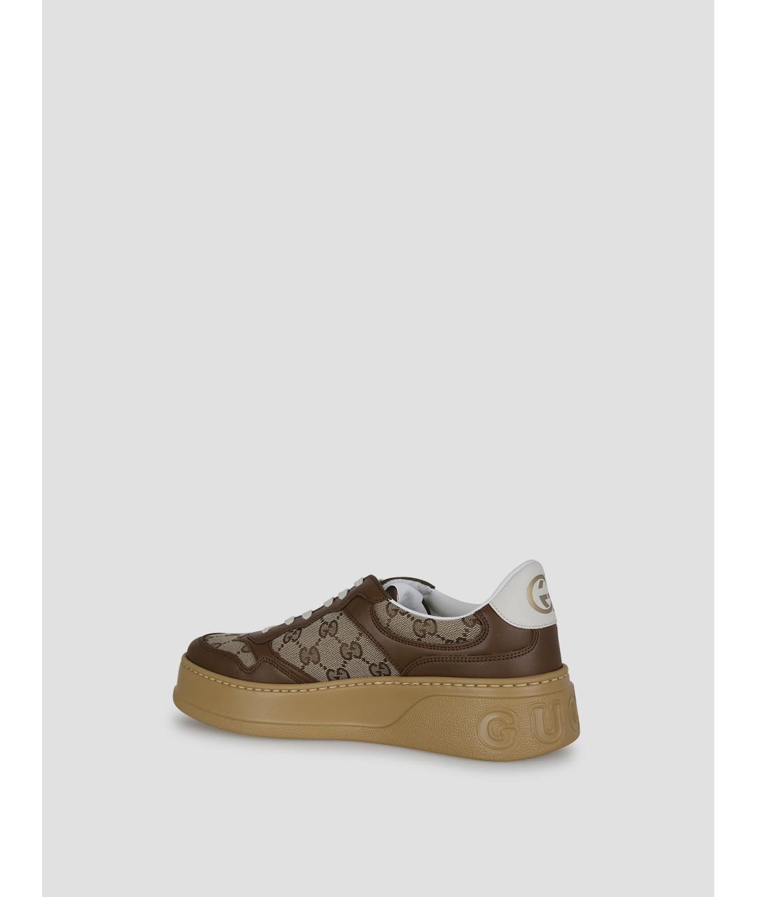 GUCCI Коричневые кожаные кроссовки, фото 3