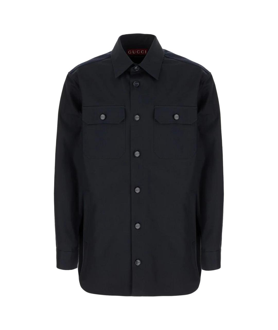 GUCCI Темно-синяя хлопковая кэжуал рубашка, фото 1