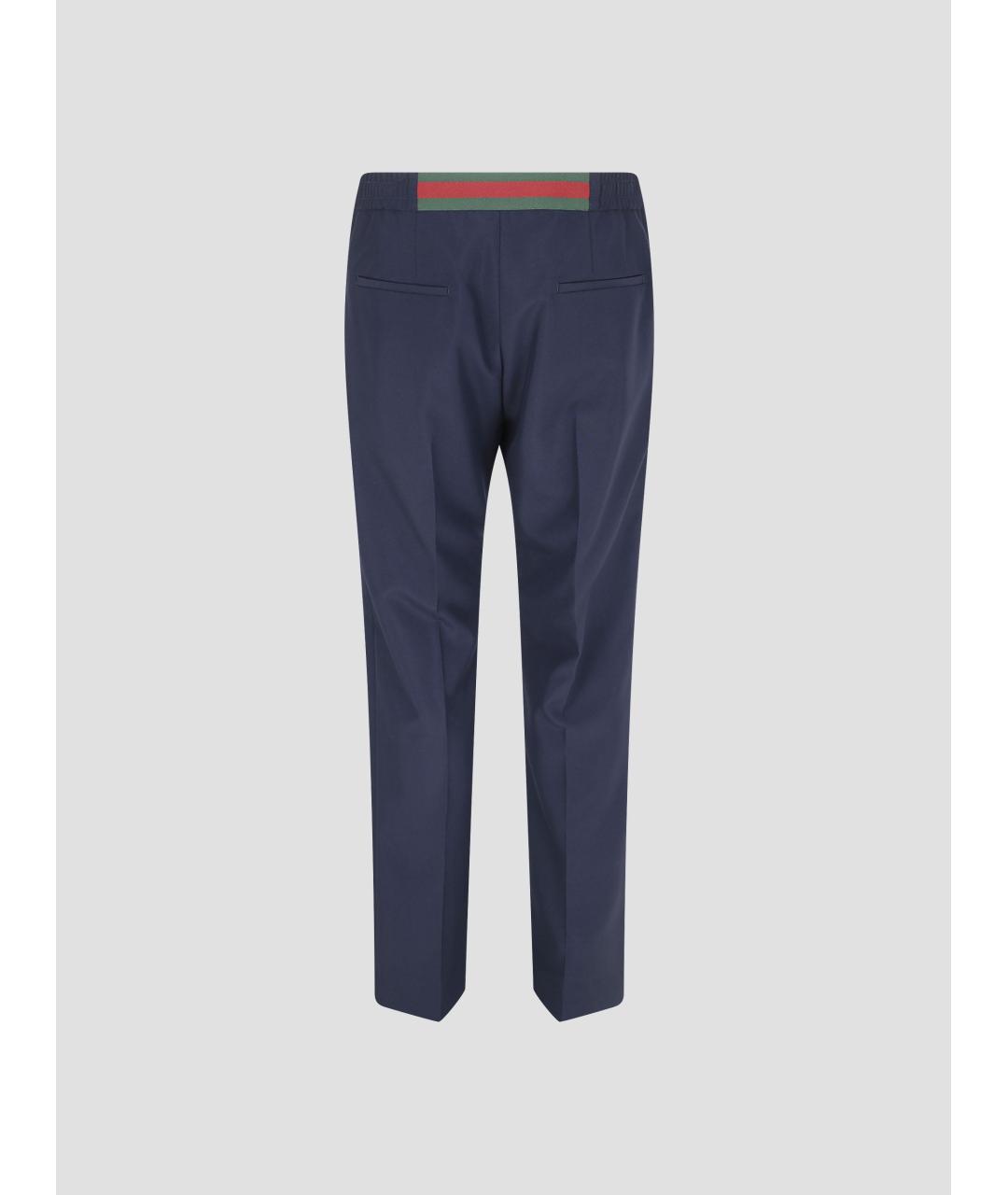 GUCCI Темно-синие полиэстеровые классические брюки, фото 2