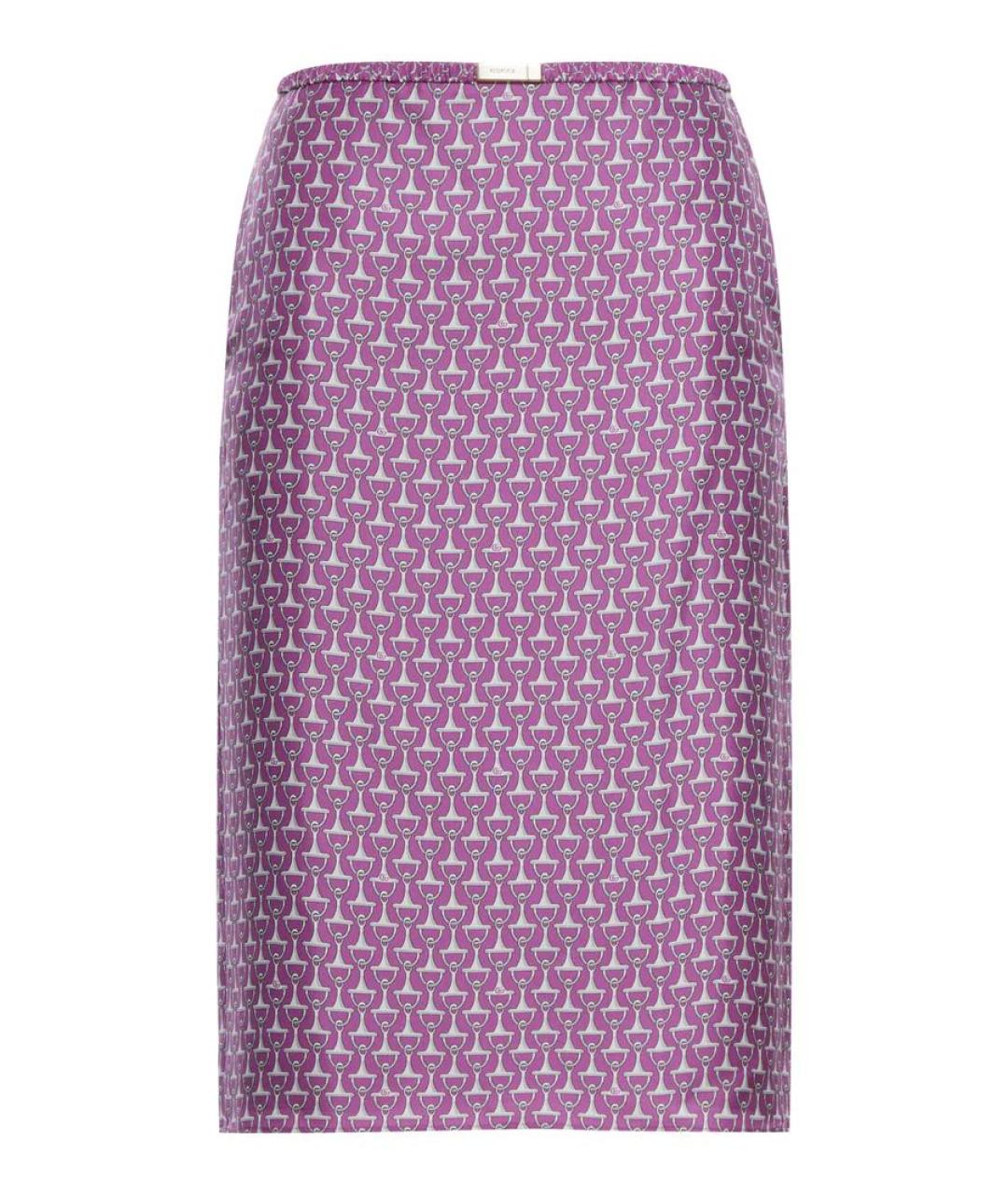 GUCCI Фиолетовая шелковая юбка миди, фото 1