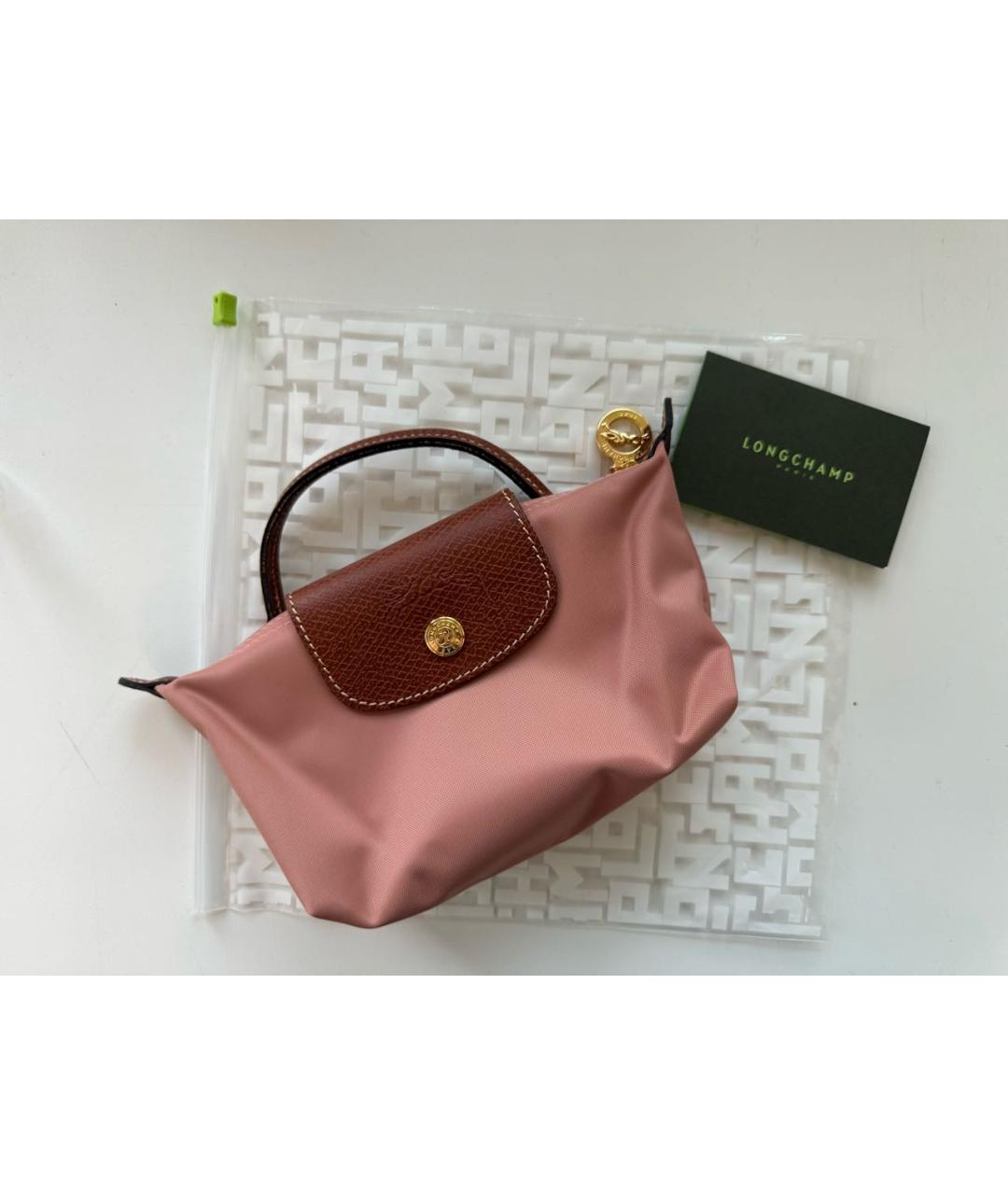 LONGCHAMP Розовая тканевая сумка с короткими ручками, фото 5