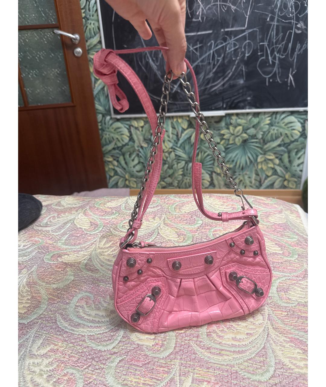 BALENCIAGA Розовая кожаная сумка через плечо, фото 2