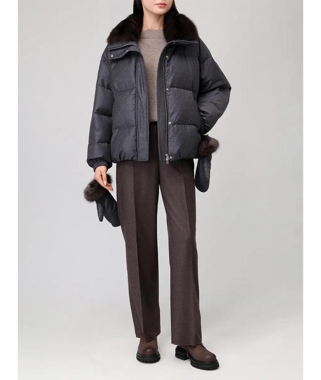 YVES SALOMON Антрацитовый шерстяной пуховик, фото 2