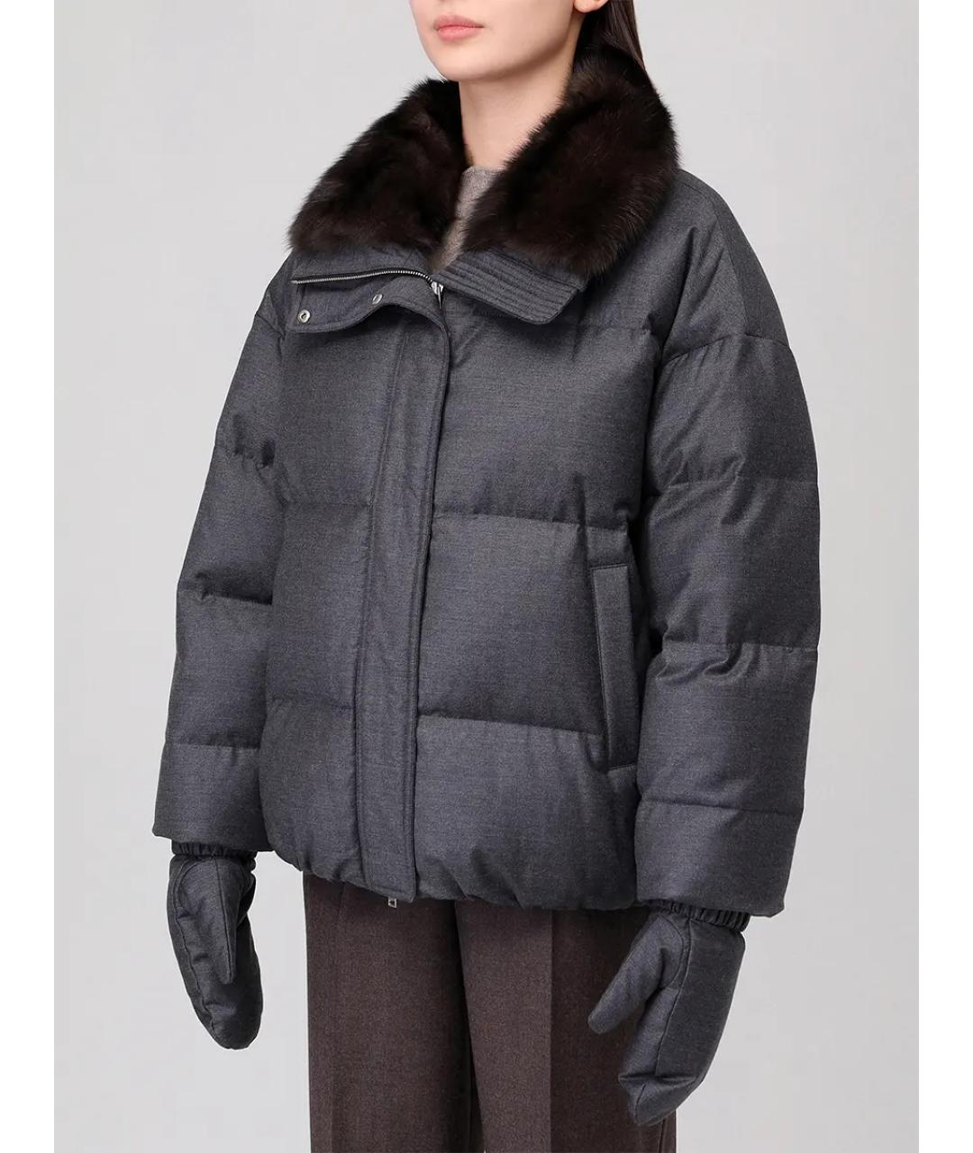 YVES SALOMON Антрацитовый шерстяной пуховик, фото 4