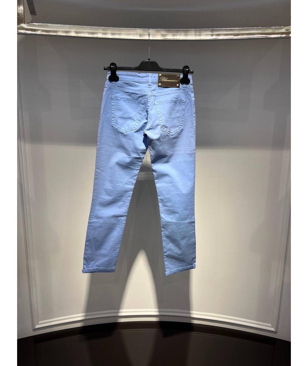 BLUMARINE Голубые хлопковые брюки узкие, фото 2