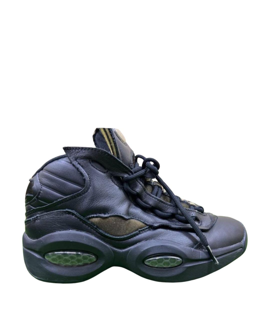 MAISON MARGIELA Черные кожаные кроссовки, фото 1