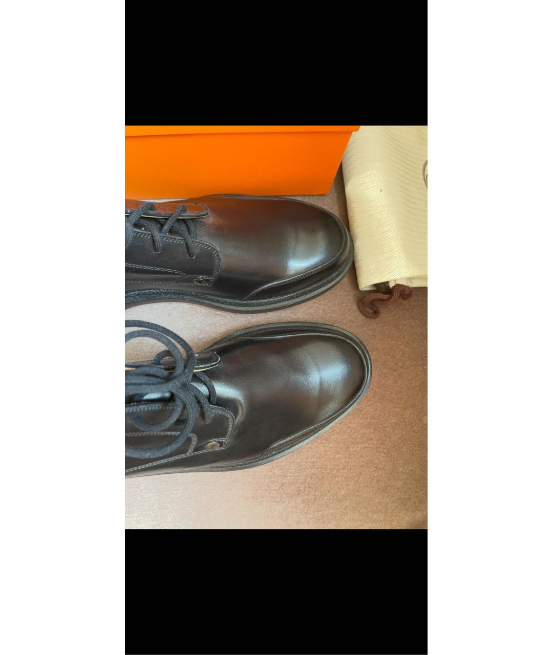 HERMES Черные кожаные высокие ботинки, фото 5