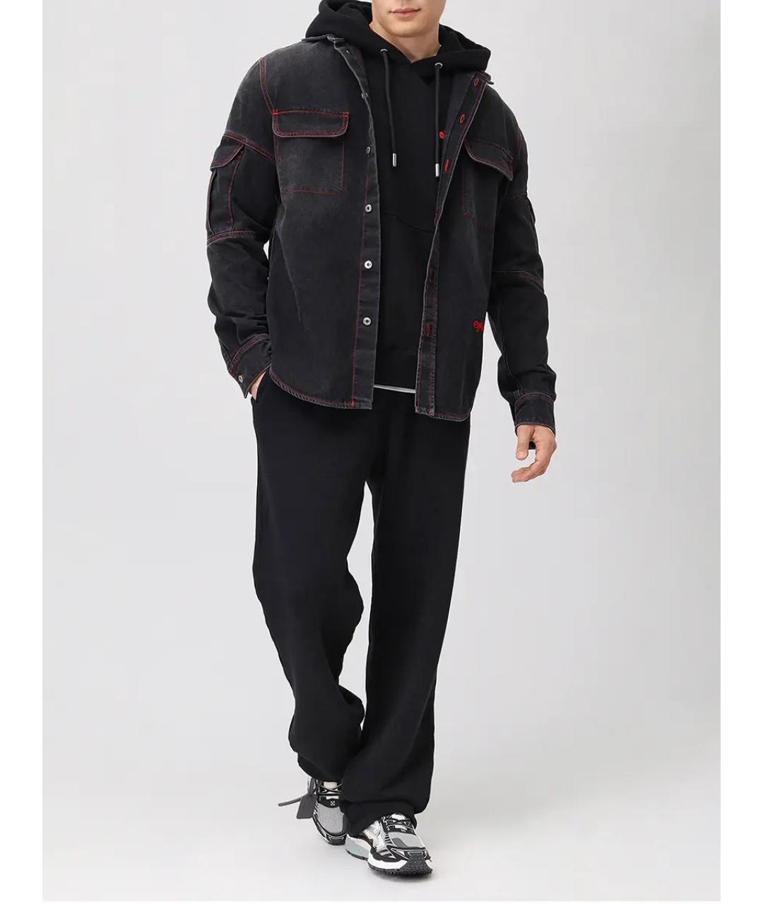 OFF-WHITE Черные хлопковые повседневные брюки, фото 2