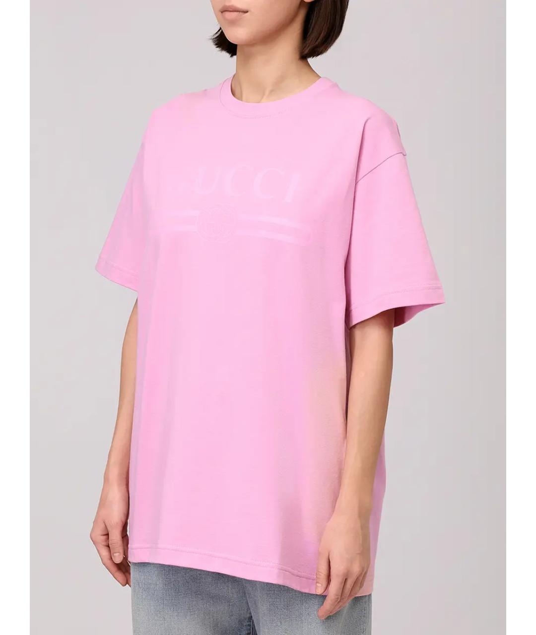 GUCCI Розовая хлопковая футболка, фото 4