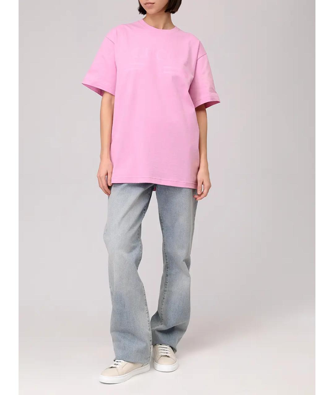 GUCCI Розовая хлопковая футболка, фото 2
