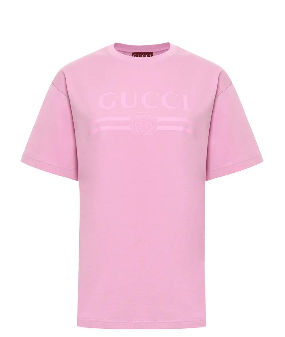 GUCCI Розовая хлопковая футболка, фото 1