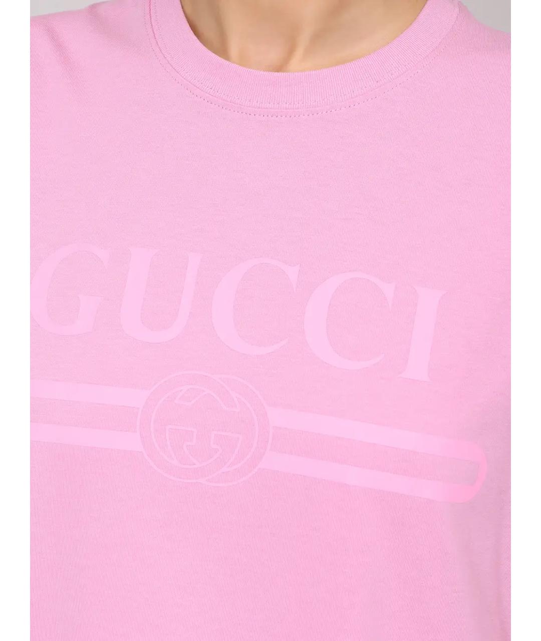 GUCCI Розовая хлопковая футболка, фото 5