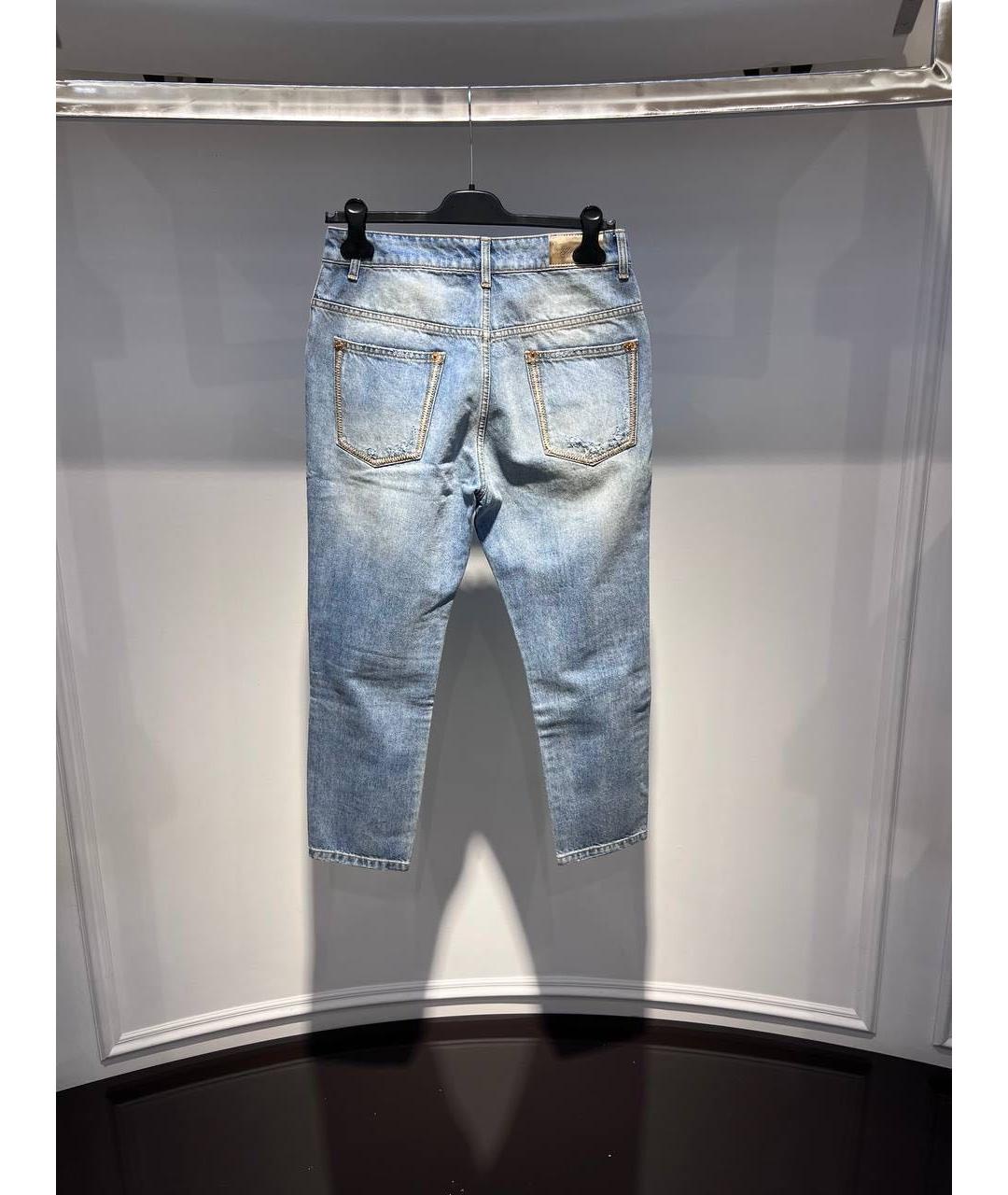 BLUMARINE Синие хлопковые джинсы слим, фото 2