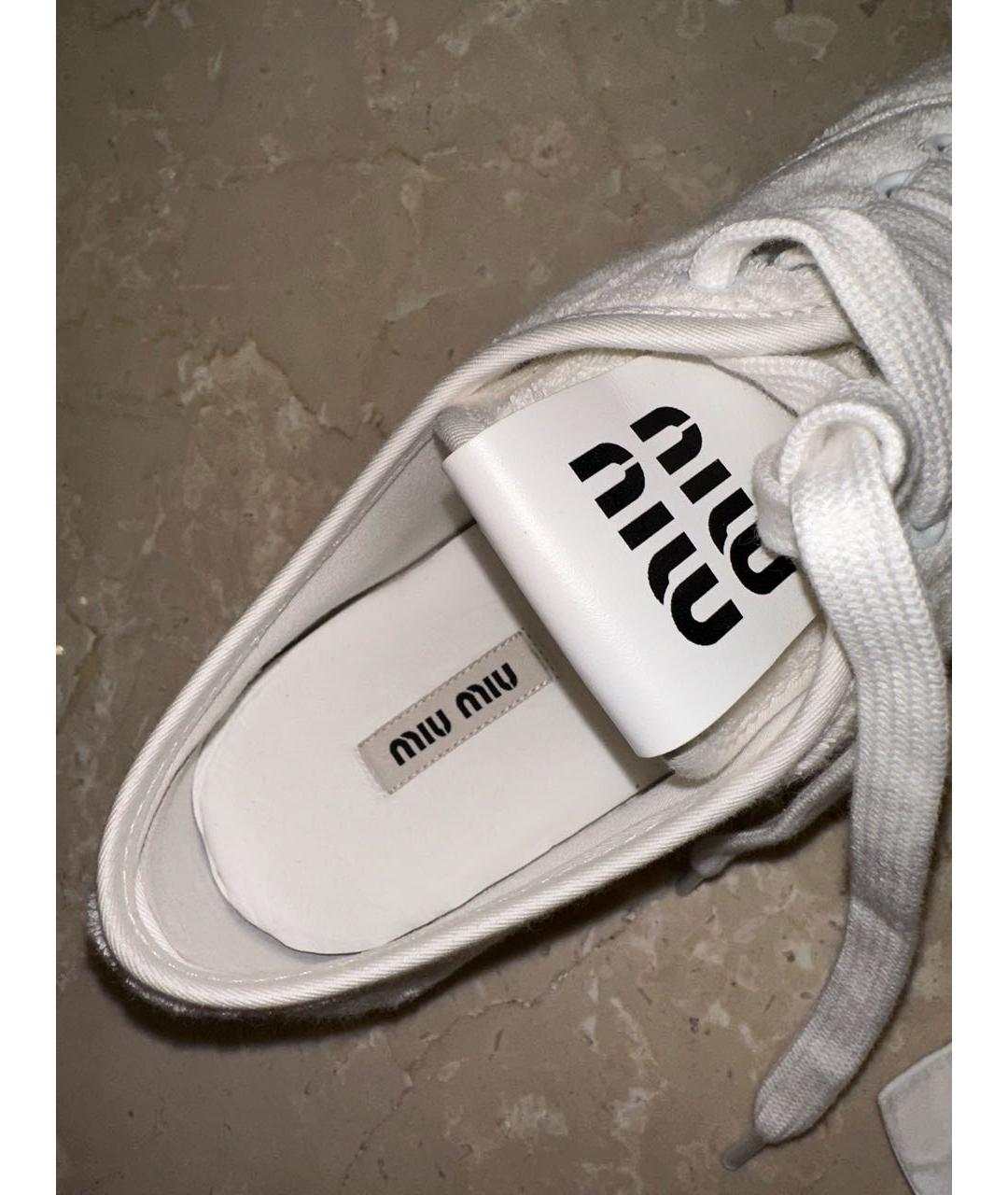 MIU MIU Белые текстильные кеды, фото 5