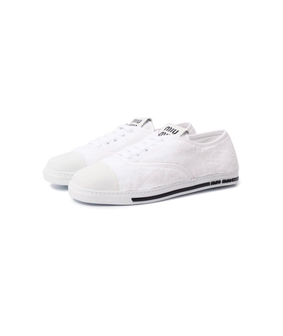 MIU MIU Белые текстильные кеды, фото 2