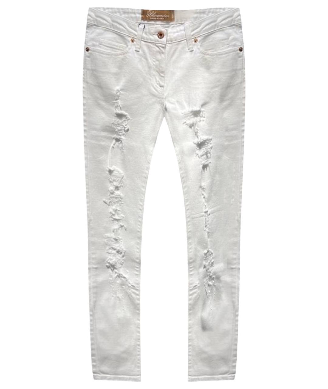 BLUMARINE Белые хлопковые джинсы слим, фото 1
