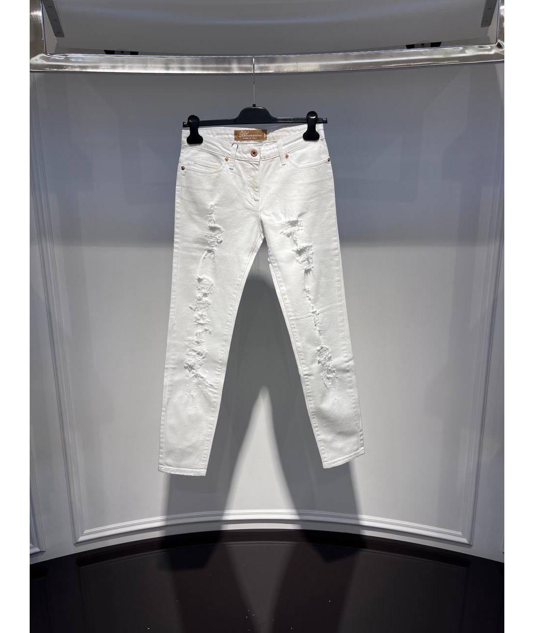 BLUMARINE Белые хлопковые джинсы слим, фото 3