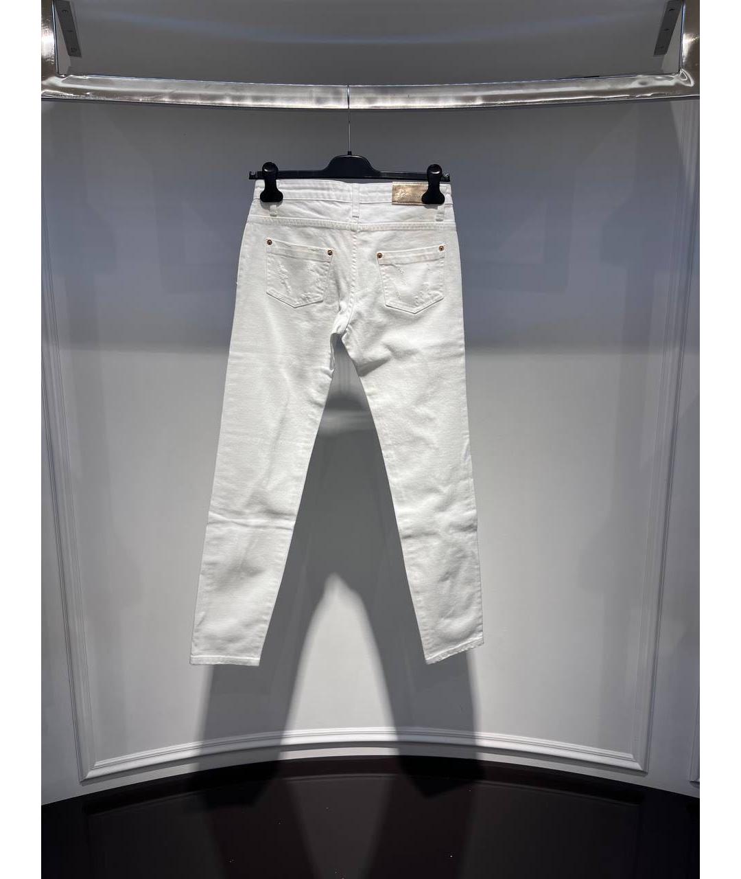 BLUMARINE Белые хлопковые джинсы слим, фото 2