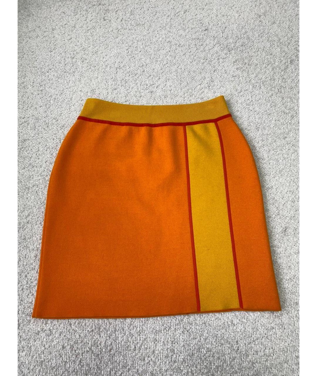 HERMES Оранжевая шерстяная юбка мини, фото 3
