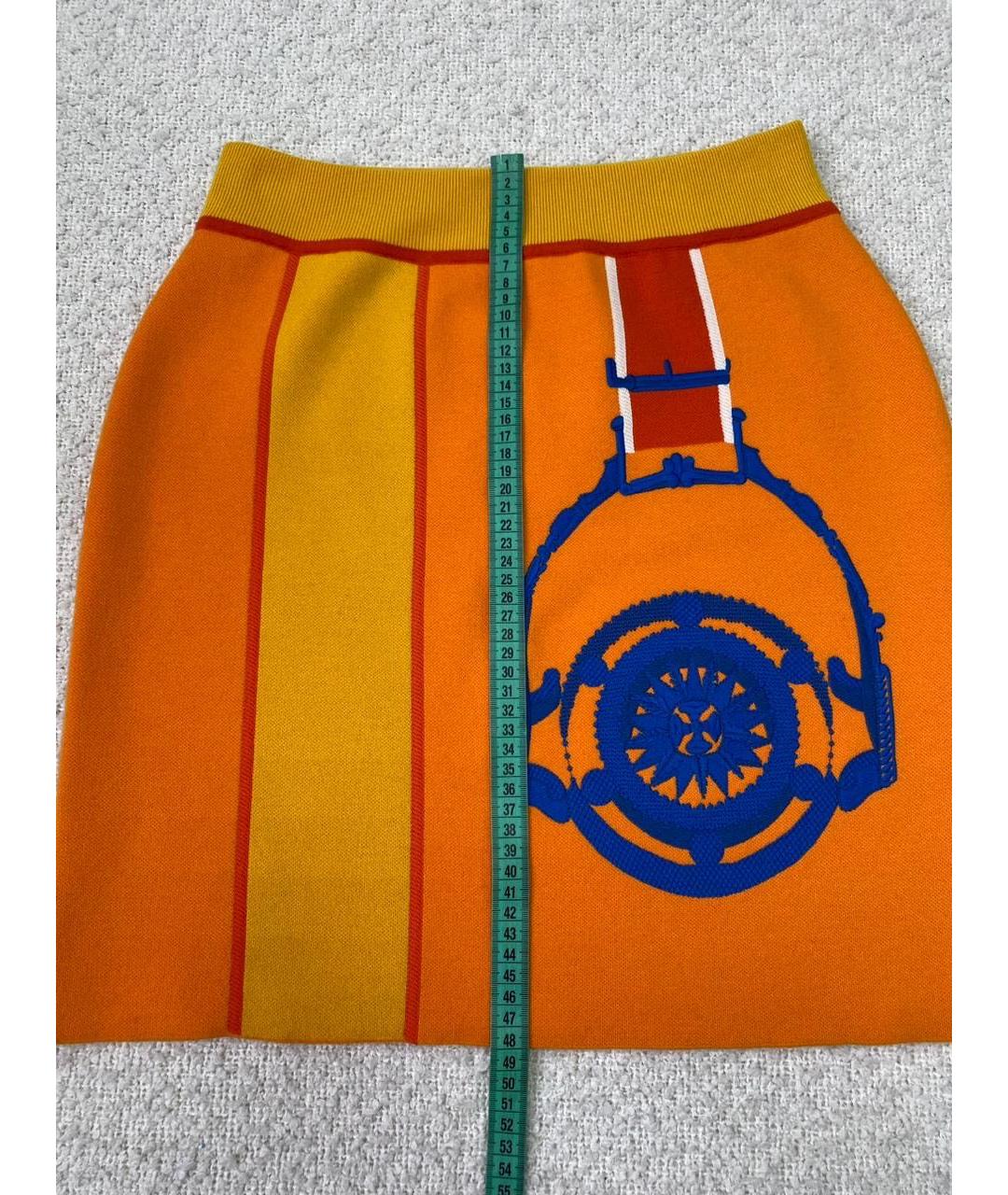 HERMES Оранжевая шерстяная юбка мини, фото 6