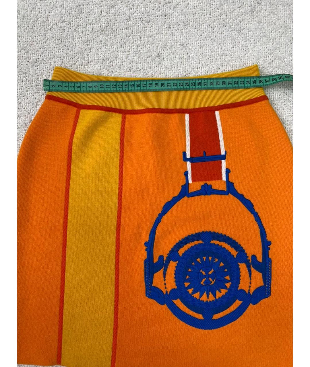 HERMES Оранжевая шерстяная юбка мини, фото 5