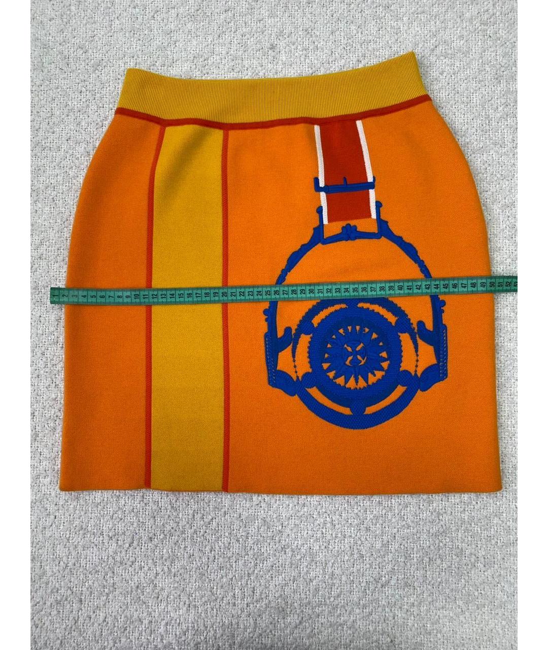 HERMES Оранжевая шерстяная юбка мини, фото 4