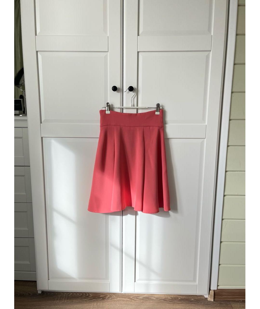 ELISABETTA FRANCHI Коралловая полиэстеровая юбка мини, фото 2