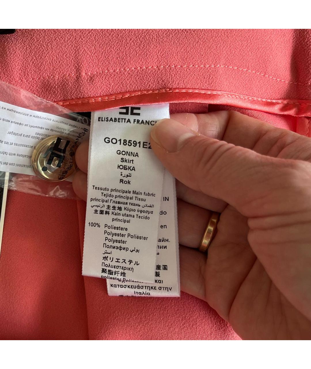 ELISABETTA FRANCHI Коралловая полиэстеровая юбка мини, фото 6