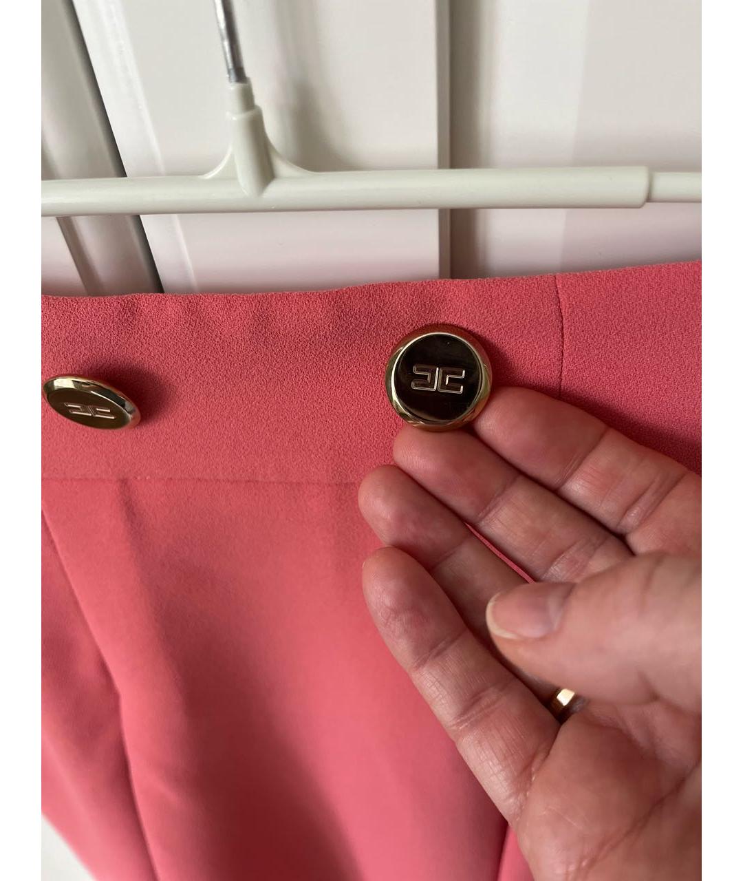 ELISABETTA FRANCHI Коралловая полиэстеровая юбка мини, фото 4