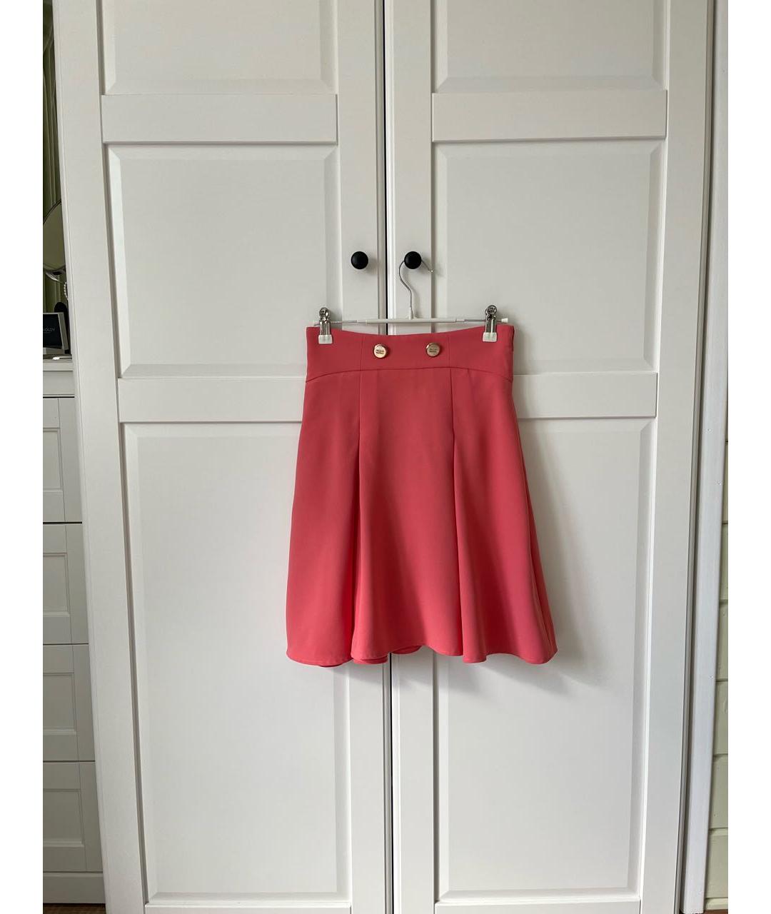 ELISABETTA FRANCHI Коралловая полиэстеровая юбка мини, фото 8