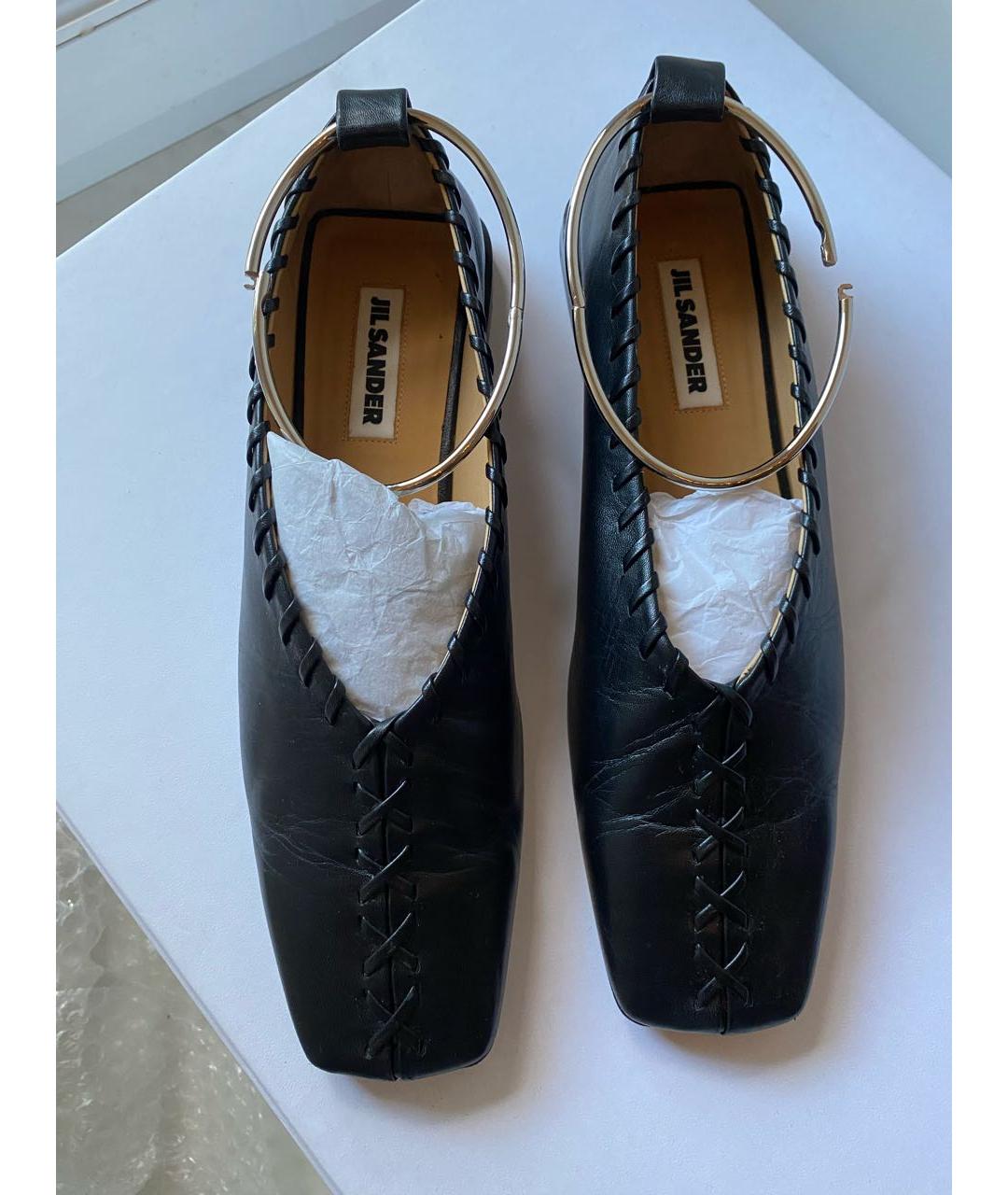 JIL SANDER Черные кожаные балетки, фото 2