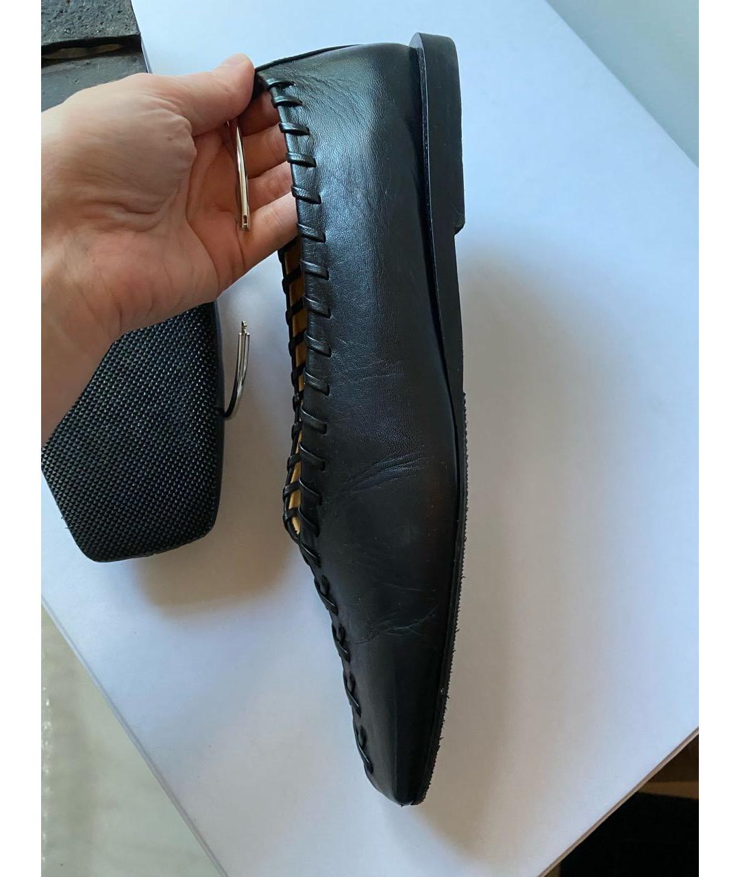 JIL SANDER Черные кожаные балетки, фото 6