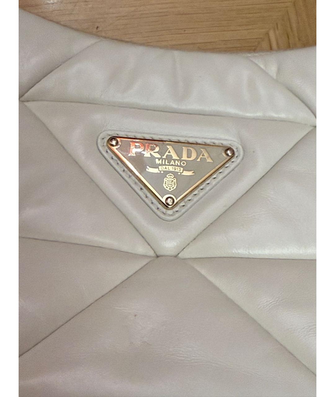 PRADA Белая кожаная сумка через плечо, фото 3