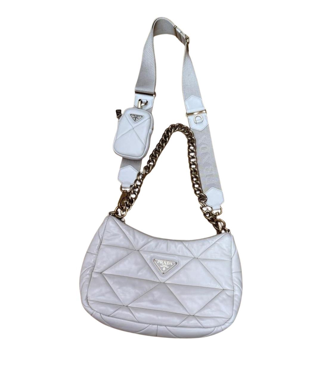 PRADA Белая кожаная сумка через плечо, фото 1