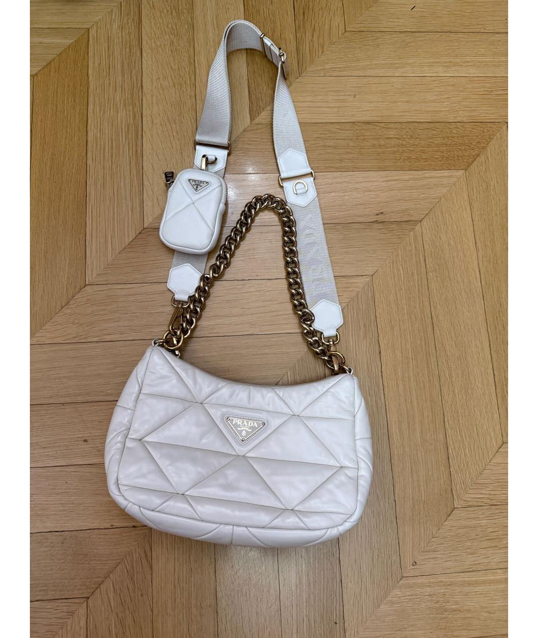 PRADA Белая кожаная сумка через плечо, фото 9