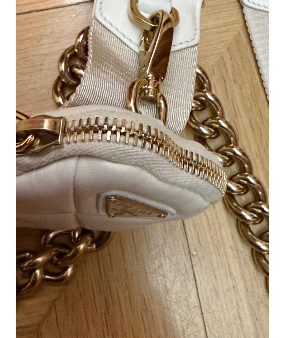 PRADA Белая кожаная сумка через плечо, фото 4