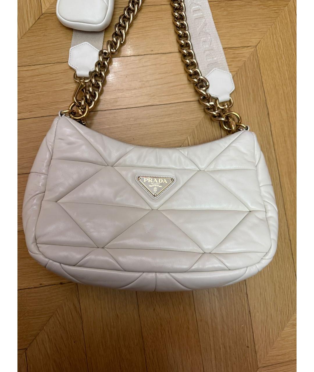 PRADA Белая кожаная сумка через плечо, фото 2