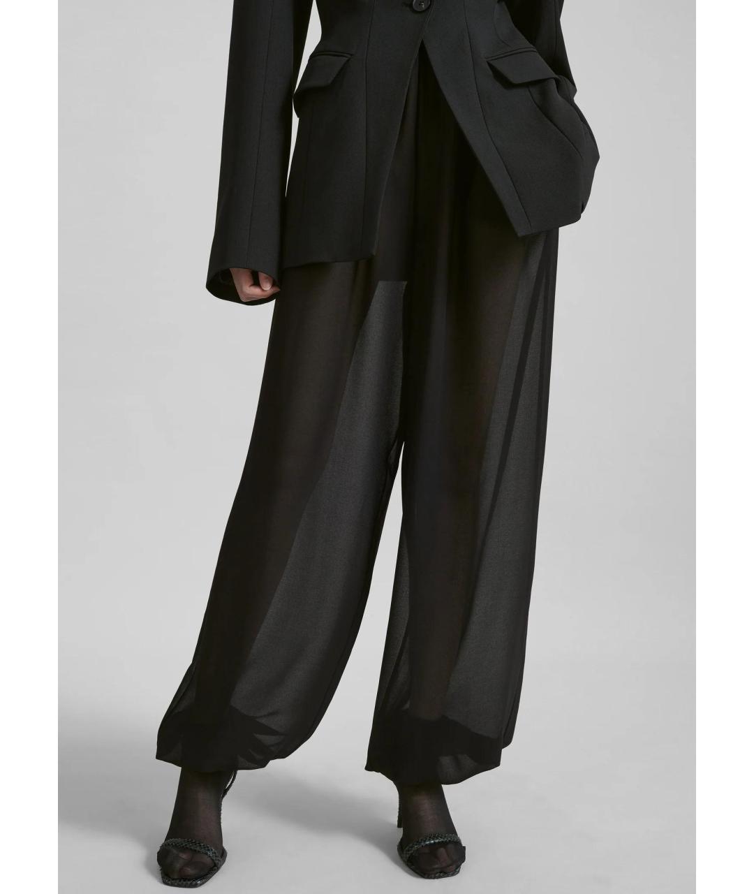 THE FRANKIE SHOP Черные полиэстеровые прямые брюки, фото 2