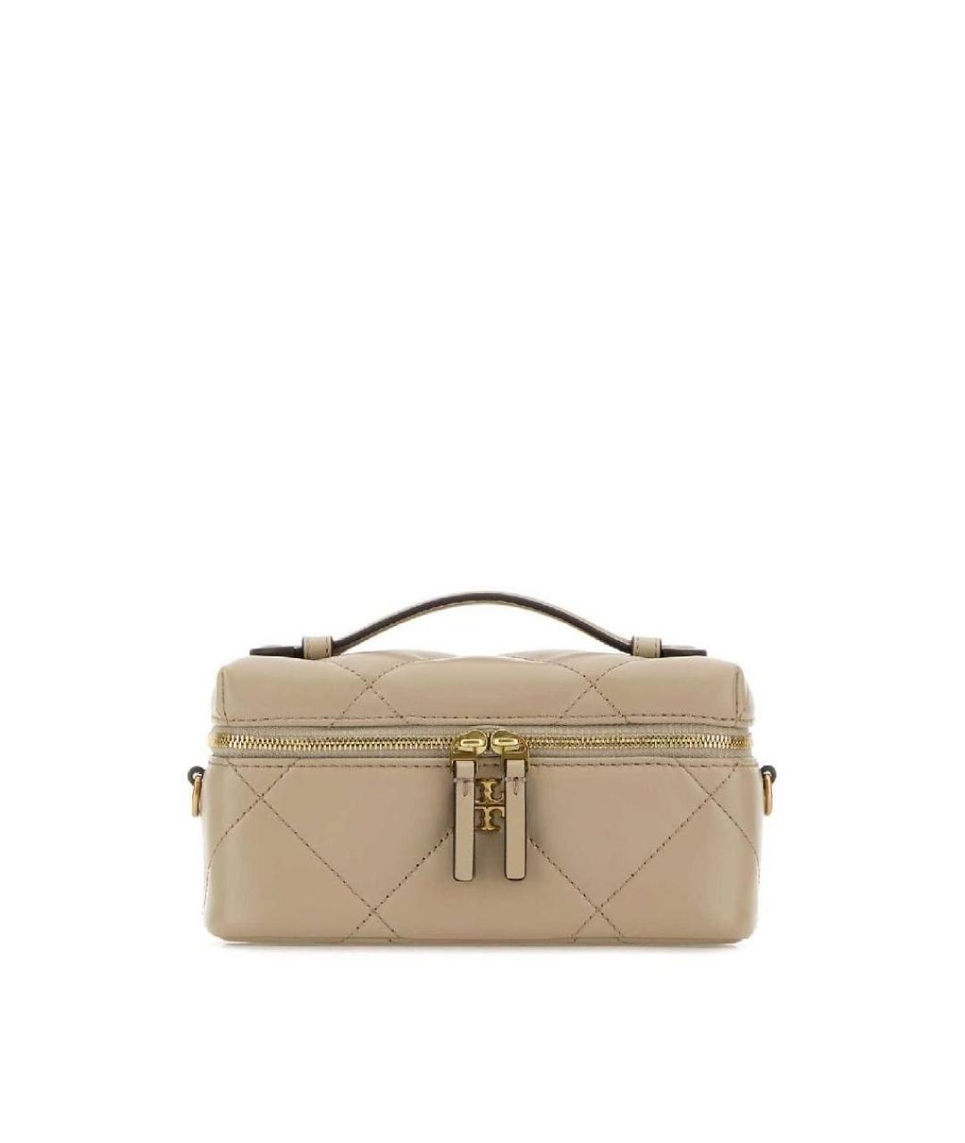 TORY BURCH Серая кожаная сумка с короткими ручками, фото 1