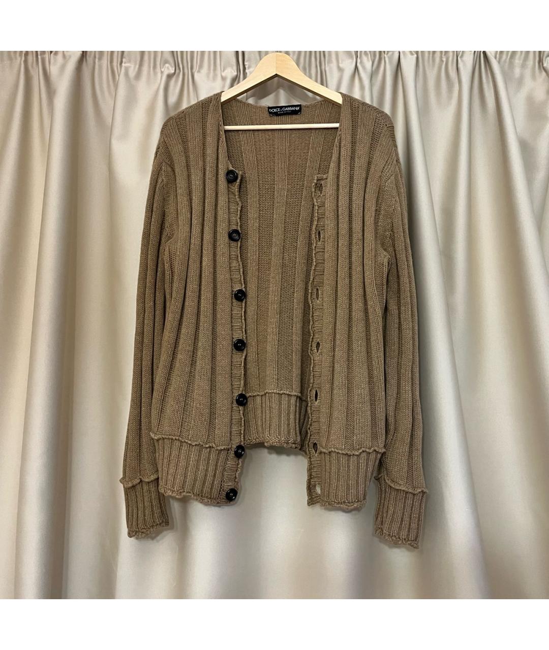 DOLCE&GABBANA Коричневый шерстяной кардиган, фото 2
