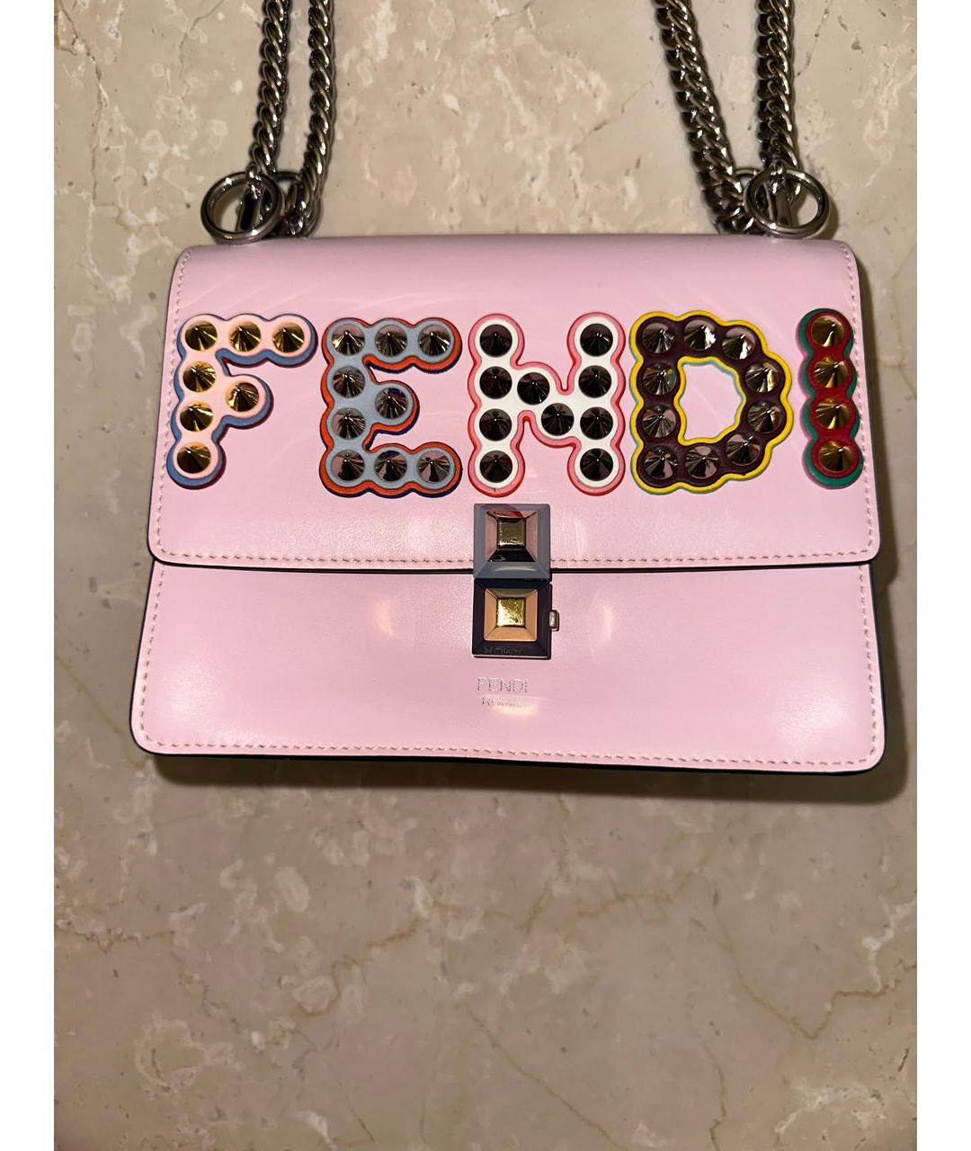 FENDI Розовая кожаная сумка через плечо, фото 2