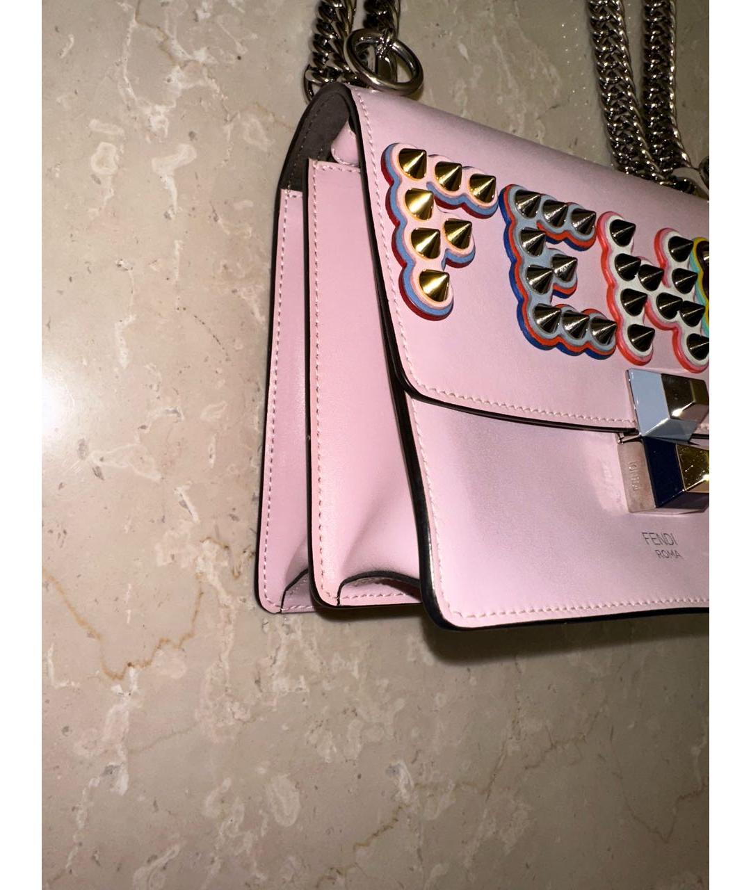 FENDI Розовая кожаная сумка через плечо, фото 3