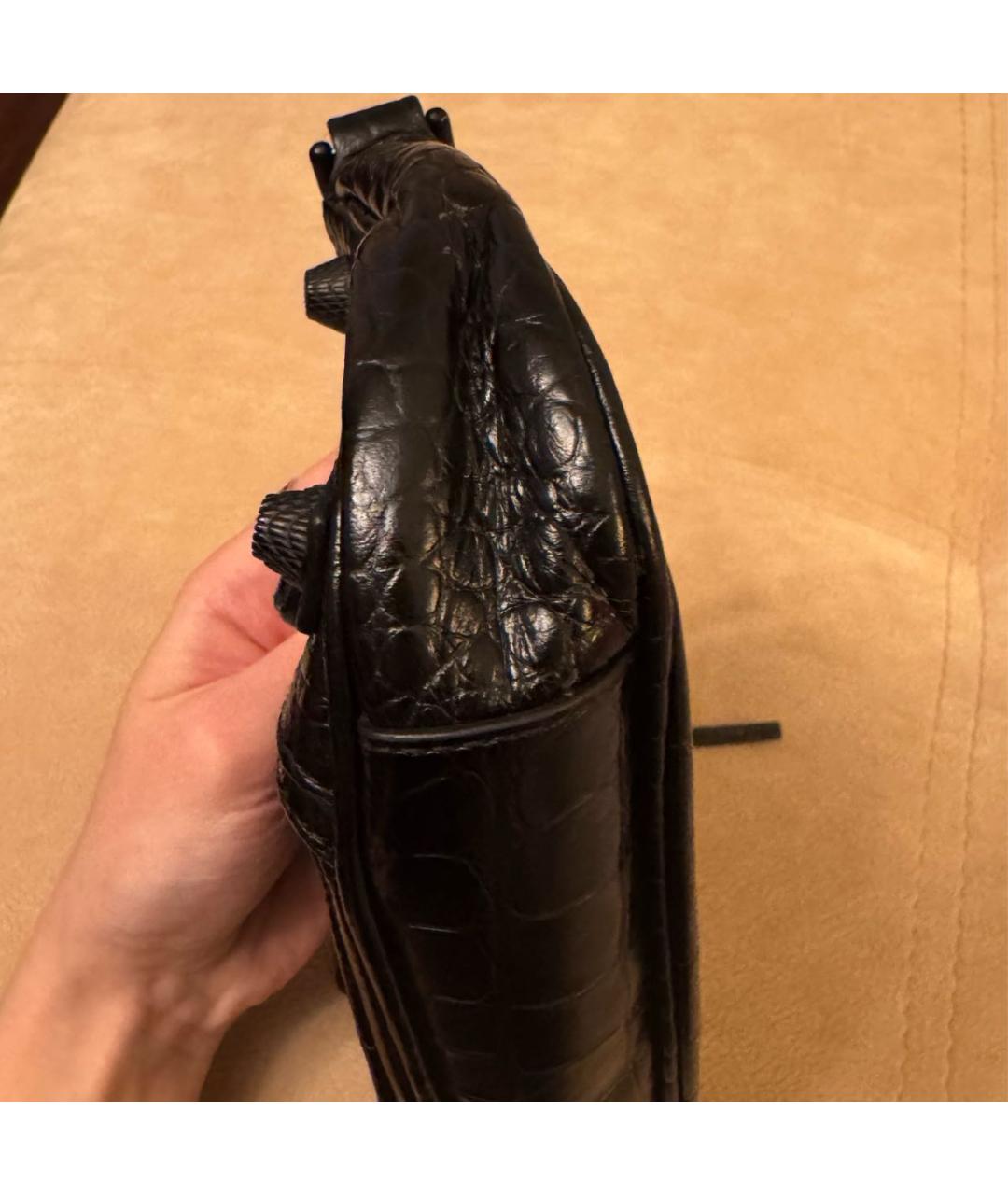 BALENCIAGA Черная кожаная сумка через плечо, фото 6