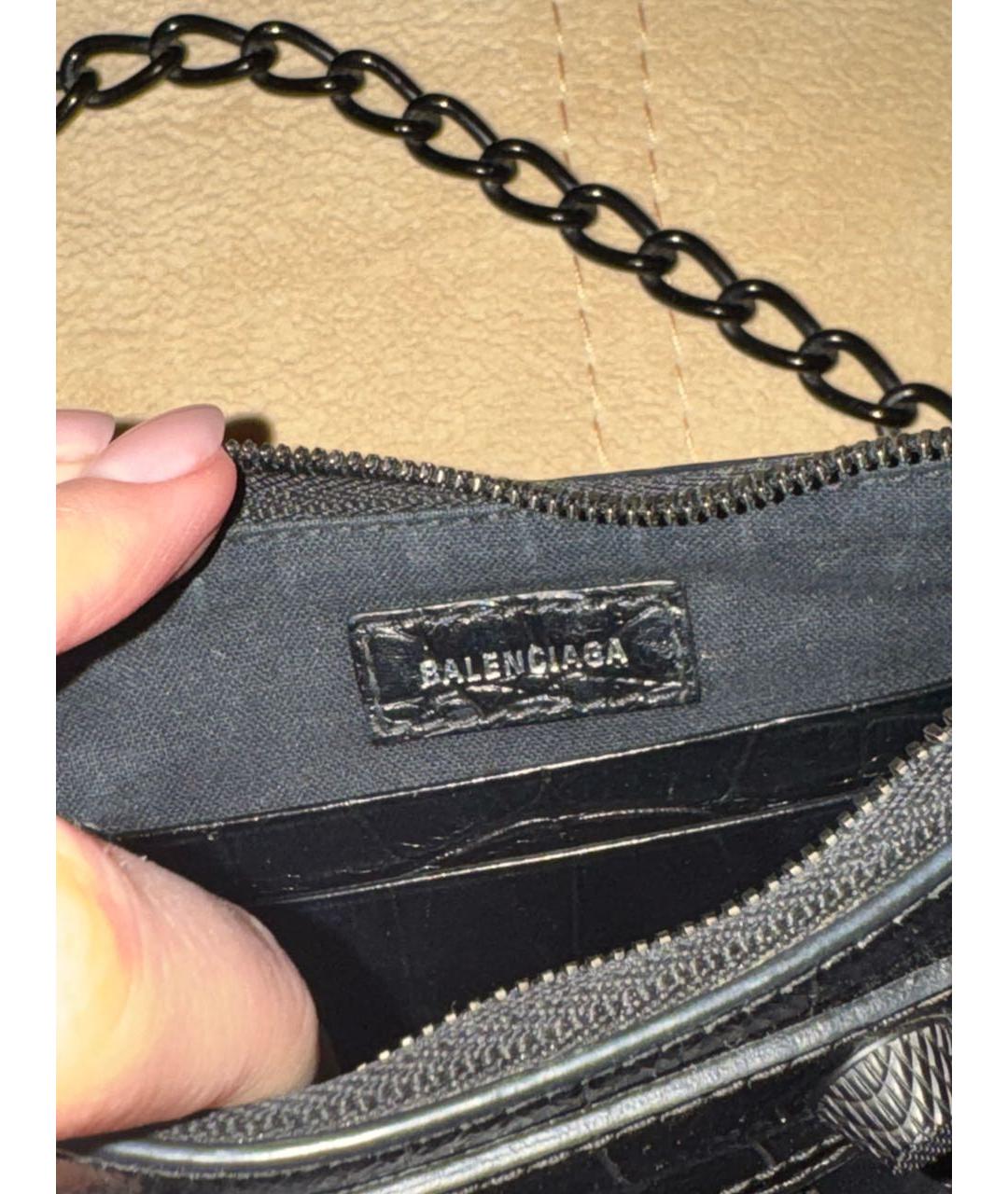 BALENCIAGA Черная кожаная сумка через плечо, фото 5