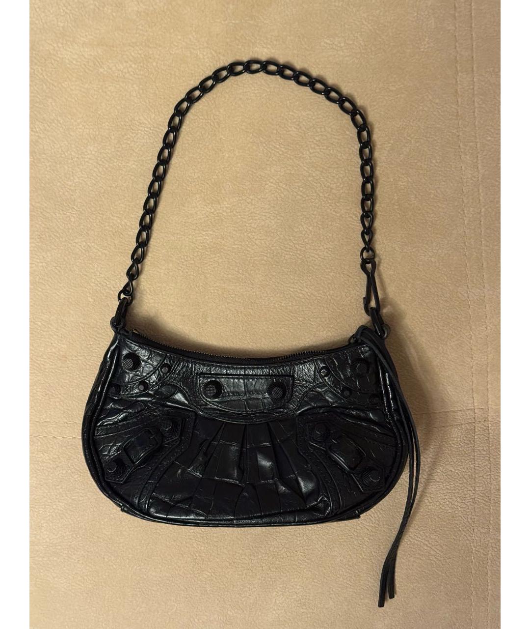BALENCIAGA Черная кожаная сумка через плечо, фото 9