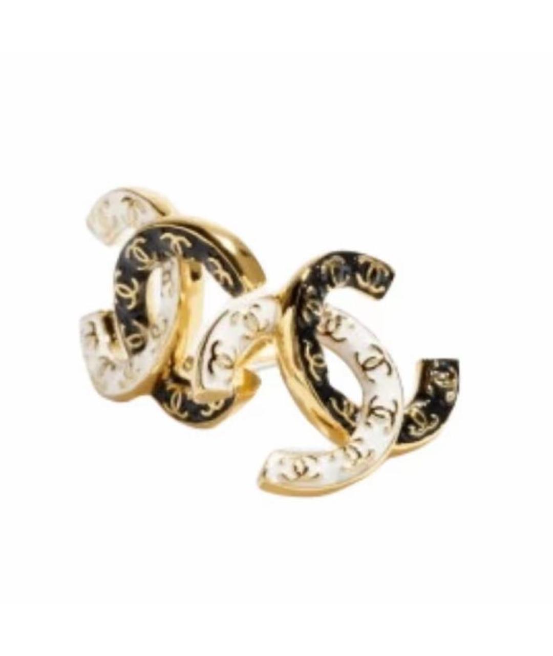 CHANEL Белые металлические серьги, фото 3