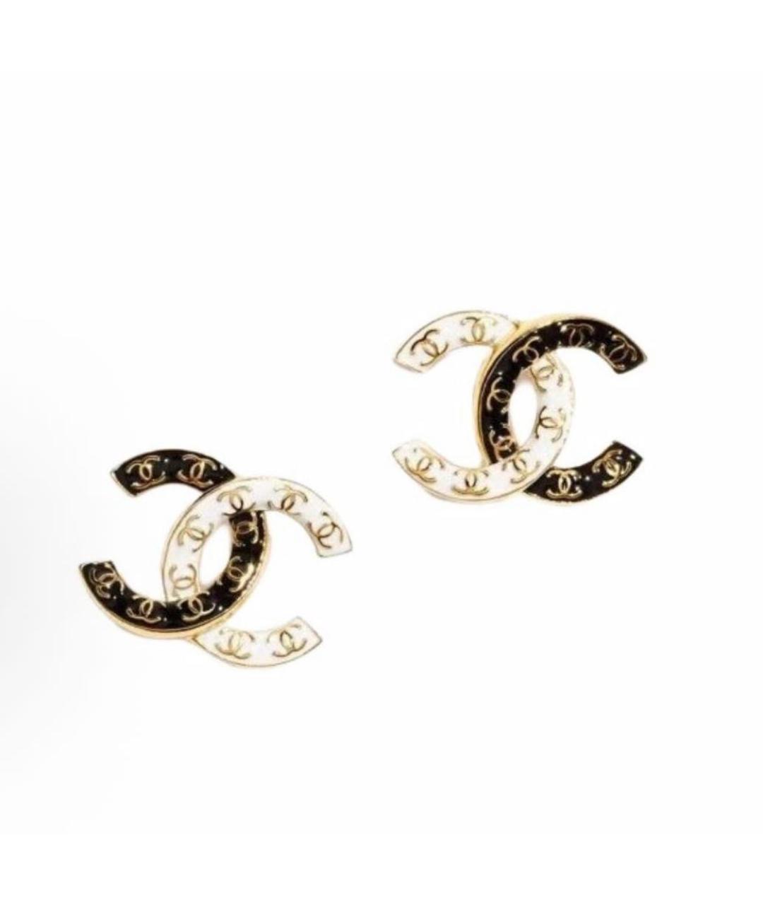 CHANEL Белые металлические серьги, фото 4
