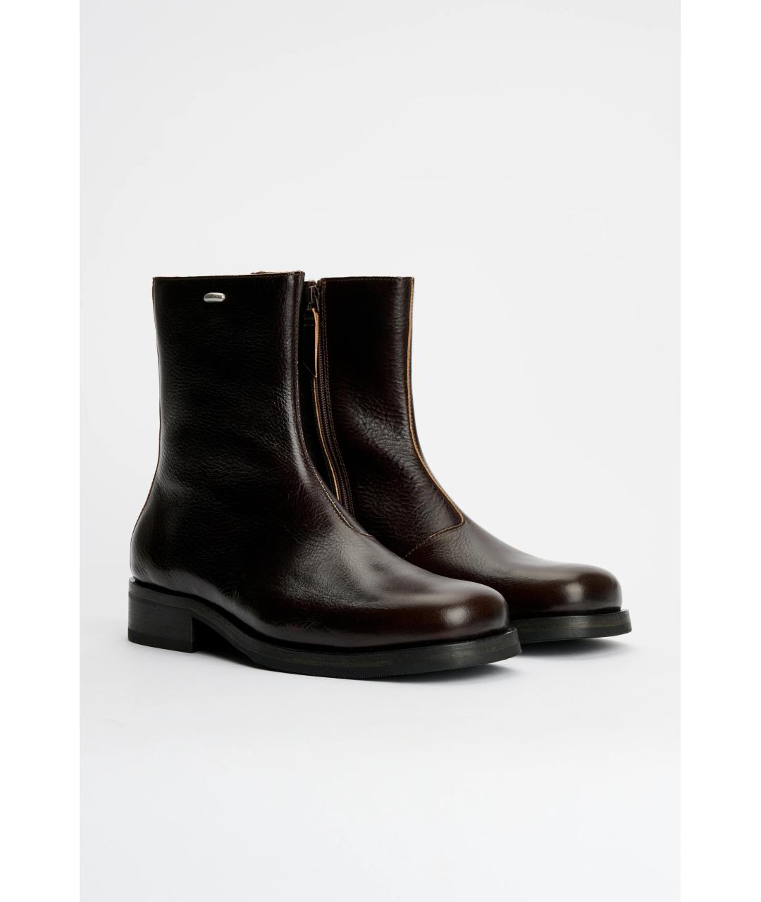 OUR LEGACY Коричневые кожаные высокие ботинки, фото 2